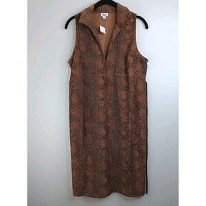 Mimi Maternity Dress Sleeveless Collared Snake Print Lined Brown 90's Small NWT